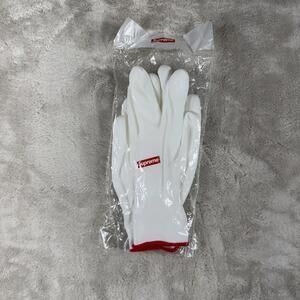 Supreme Rubberized Gloves White One Size New Box Logo